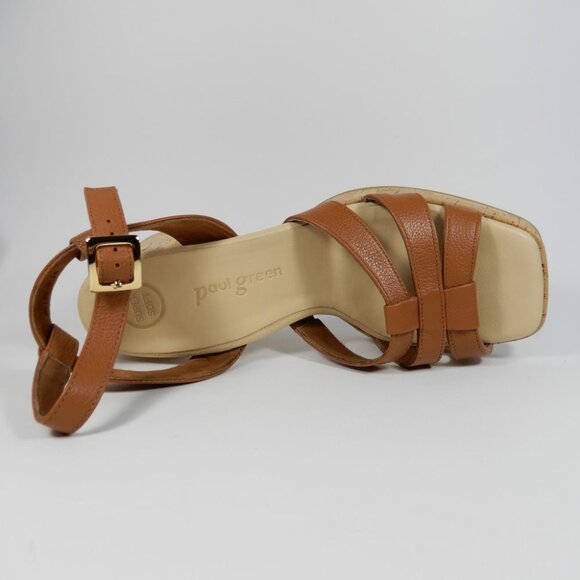 Paul Green SUPER SOFT Tina SANDALS Size 8 Brown Leather Cork Heel Comfy NEW $429 - Picture 14 of 16